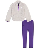 Under Armour Toddler & Little Girls 2-Pc. Minky 1/4-Zip Faux-Fur Sweatshirt Solid Leggings Set