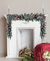 Puleo International 9 ft. Sterling Pine Artificial Garland with Silver Glitter