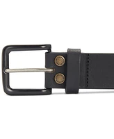 Barbour Men's Double Rivet Leather Belt with Tonal Buckle