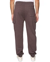 Lazer Men's Relaxed Fit Drawstring Burnout Fleece Cargo Jogger Pants