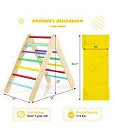 Sugift 3-in-1 Wooden Climbing Triangle Set Triangle Climber with Ramp
