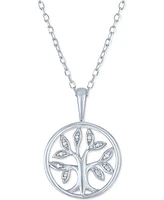 Diamond Accent Tree Pendant Necklace in Sterling Silver, 16" + 2" extender