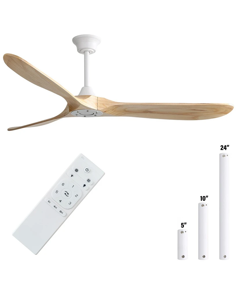 Sofucor 60" Wood Ceiling Fan with Remote Control