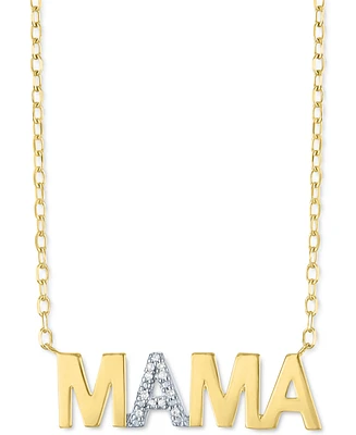 Diamond Accent Mama Pendant Necklace in 14k Gold-Plated Sterling Silver, 16" + 2" extender - Gold