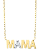 Diamond Accent Mama Pendant Necklace in 14k Gold-Plated Sterling Silver, 16" + 2" extender - Gold