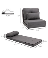 Streamdale Furniture 2-in-1 Floor Lazy Sofa with 5 Position Adjustable Backrest, Dark Gray