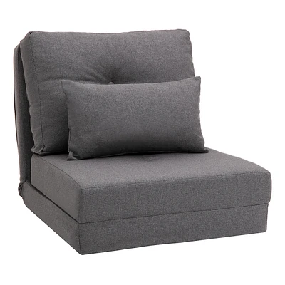 Simplie Fun 2-in-1 Floor Lazy Sofa with 5 Position Adjustable Backrest, Dark Gray