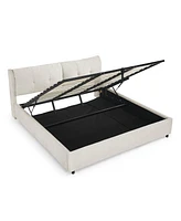 King Size Upholstered Platform Bed with Headboard and Hydraulic Lift