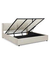 Streamdale Furniture King Size Upholstered Platform Bed with Headboard and Hydraulic Lift