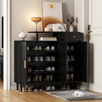 Simplie Fun Arched-Door Shoe Cabinet with Drawer and Shelves