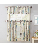 No. 918 Hoot Owl Print Semi-Sheer Rod Pocket Kitchen Curtain Tier Pair