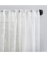 Delia Embroidered Floral Sheer Rod Pocket Curtain Panel