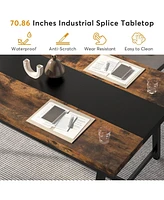 Tribesigns Dining Table for 8 People, 70.87-inch Rectangular Wood Kitchen Table with Strong Metal Frame, Industrial Large Long Dining Room Table for B