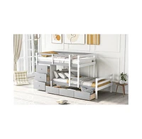 Streamdale Furniture Twin over Twin Loft Bunk Bed with Drawers and Ladder, Gray