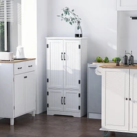 48.5" Farmhouse Kitchen Pantry, Floor Storage Cabinet, Cupboard Organizer, White