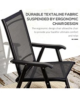 Folding Sling Patio Chairs with Armrests for Outdoor Relaxation