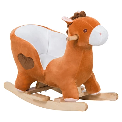 Streamdale Furniture Plush Animal Rocking Horse: Wooden Rocker with Songs