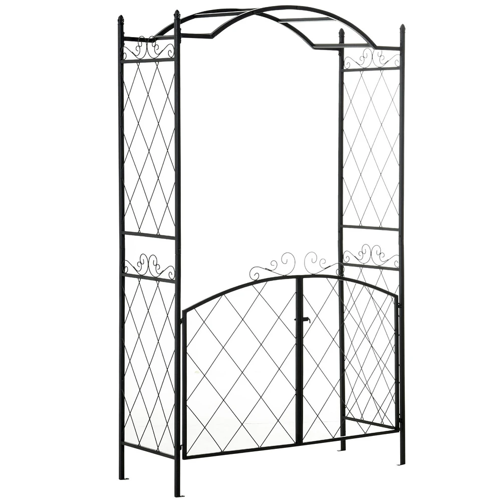 Streamdale Furniture 85" Metal Arch Trellis with Gate for Gardens