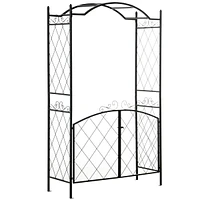 Streamdale Furniture 85" Metal Arch Trellis with Gate for Gardens