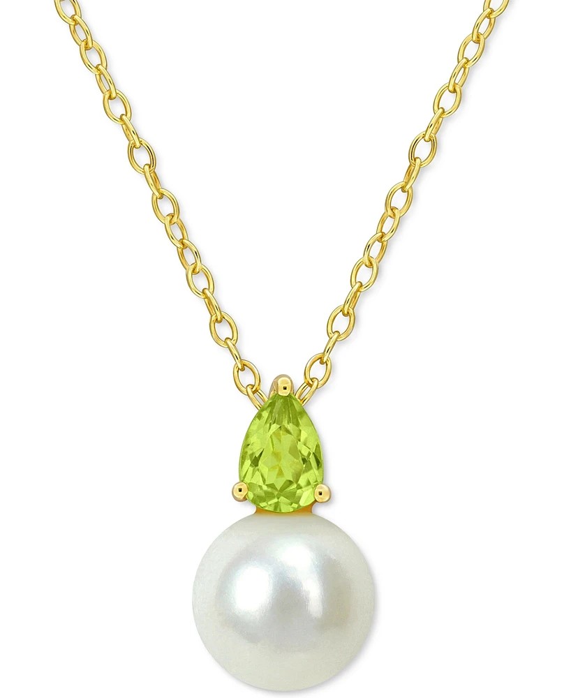 Cultured Freshwater Pearl (8-1/2mm) Birthstone 18" Pendant Necklace 14k Gold-plated Sterling Silver,18k Rose Gold