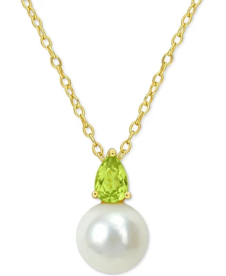 Cultured Freshwater Pearl (8-1/2mm) Birthstone 18" Pendant Necklace 18k Gold-plated Sterling Silver,18k Rose Silver or Sterlin