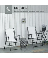 Patio Folding Sling Chairs with Armrests