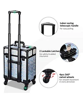 Byootique Rolling Makeup Train Case Cosmetic Trolley Organizer Mermaid Silver