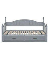 Simplie Fun Twin Daybed with Trundle, Storage & Extension, Grey (Arrives 9.12)