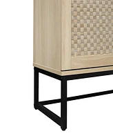 Streamdale Furniture Rattan 4-Door Sideboard Cabinet for Living & Dining Rooms