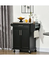Rolling Kitchen Island Cart with Stainless Steel Countertop and Storage