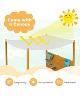 Vebreda Kids Sandbox with Sand Wall w/ Removable Canopy for Kids 3-8 Years Old