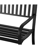 Streamdale Furniture Black 50" Outdoor Garden Slatted Bench