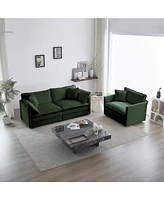 Streamdale Furniture 3-Piece Green Chenille Sofa Set with Armchairs and Toss Pillows