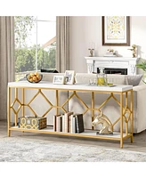 Tribesigns 71 Inch Extra Long Sofa Table, Narrow Long Sofa Console Tables Behind Couch Table with Open Storage Shelf