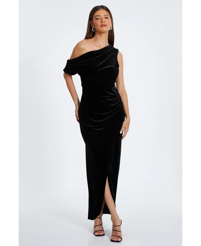 Quiz Women's Velvet Asymmetric Maxi Dress