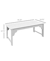 Wooden Garden Bench: Slatted Seat, Backless, Curved