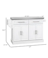 Streamdale Furniture Portable Kitchen Island with Stainless Steel Top and Integrated Storage