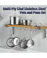 12-Piece Multi-Ply Full Clad Stainless Steel Kitchen Cookware Sets with Stay-Cool Handles