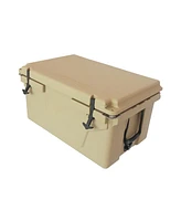 Khaki 65QT Impact-Resistant Ice Cooler for Outdoor Adventures