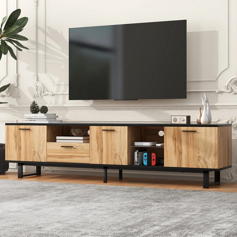 Streamdale Furniture 80" Modern Tv Console with Cabinets and Shelves