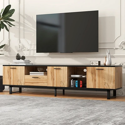 Simplie Fun 80" Modern Tv Console with Cabinets and Shelves