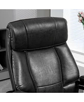 Streamdale Furniture Big and Tall Office Chair, Pu Leather Desk Chair 400lb, Black