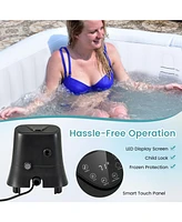 Skonyon Rectangular Blowup Pool Hottub with 130 Air Jets for 4-6 Person-Black
