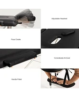 Skonyon 84 Inch L Portable Adjustable Massage Bed with Carry Case for Facial Salon Spa -Black