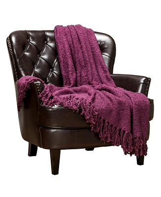 Chanasya Premium Fuzzy Textured Shiny Thread Soft Fluffy Throw Blanket Cozy Plush Luxurious for Sofa Chair Couch Bed Living Room with Fringed