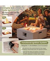 Sugift 28 Inch 40000 Btu Square Propane Gas Fire Pit with Pvc Cover-White