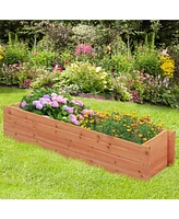 Sugift Fir Wood Planter Box with 2 Drainage Holes and 3 Added Bottom Crossbars-Orange