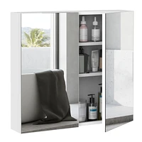 Simplie Fun Bathroom Mirrored Medicine Cabinet, 24x22", Wall-Mounted White