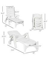 5-Level Adjustable Outdoor Chaise Lounge with Wheels