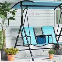 Streamdale Furniture 2-Seat Patio Swing with Canopy, Storage and Adjustable Shade